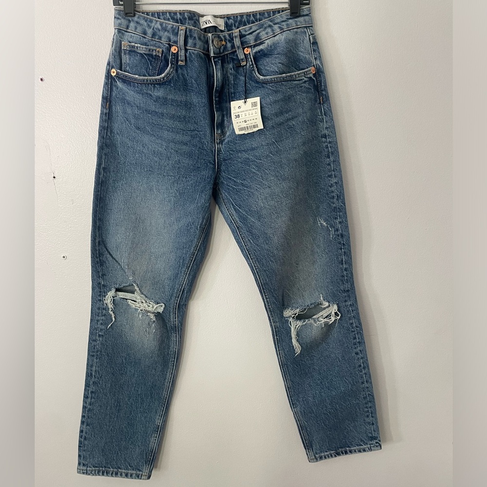 Zara Denim Straight Distressed